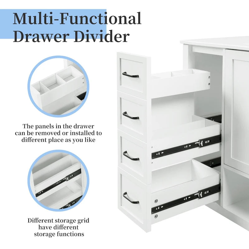 36 Modern Vanity with Sink, 2 Cabinets, 2 Metal Handles, and Sliding Drawer Tracks, Suitable for Dressing Room Bathroom