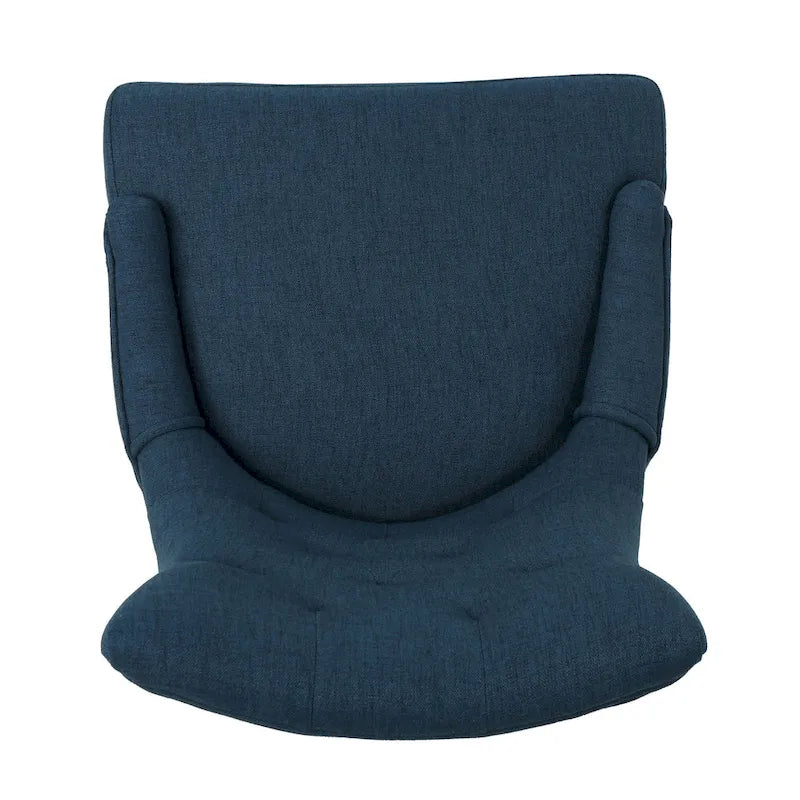 Swivel Office Chair, Navy Blue Fabric, Tufted Back, Rolling Wheels