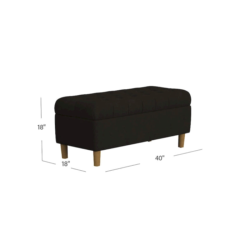 Storage Bench Ottoman, Chocolate Brown Velvet, Wood, 40 Inch