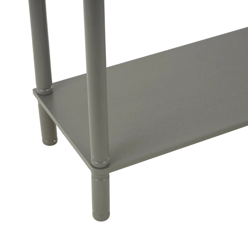 Wood Handmade 2 Drawer Console Table with Black Handle and Ribbed Front - Gray