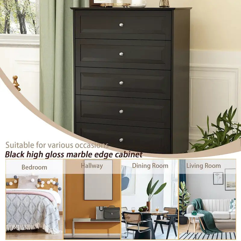 5-Drawer Dresser Chest Tall Storage Cabinet