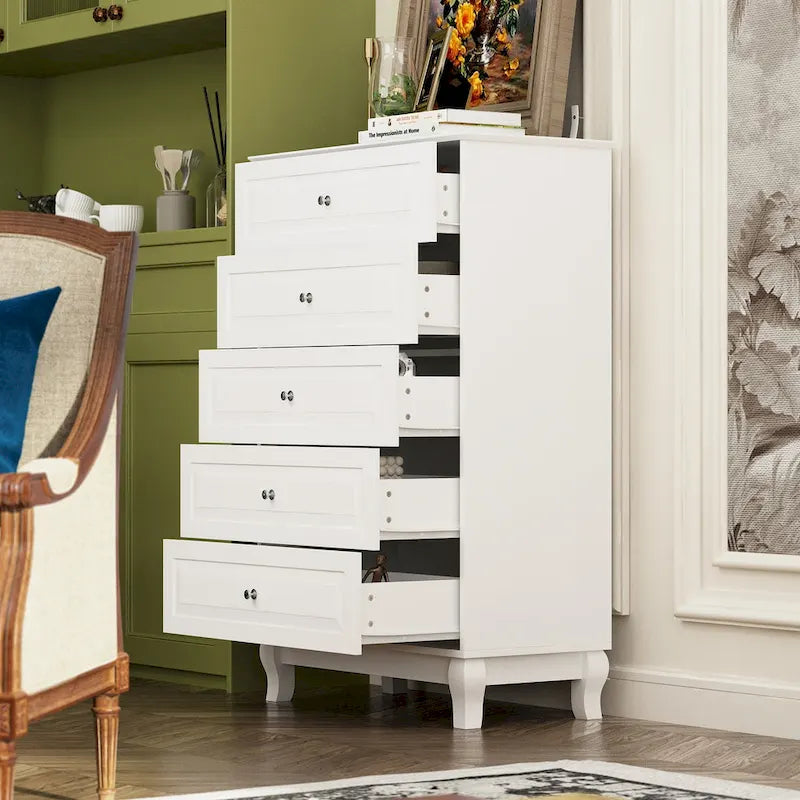 5-Drawer Dresser Chest Tall Storage Cabinet