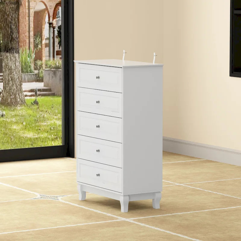 5-Drawer Dresser Chest Tall Storage Cabinet