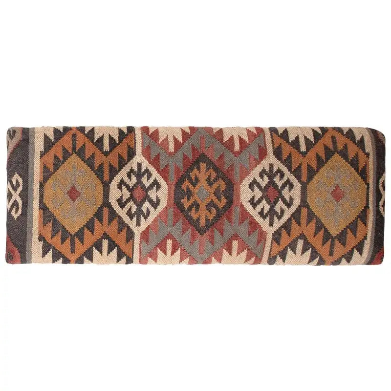 Handmade Kilim Upholstered Wooden Bench (India) - 48"L x 16"W x 18"H