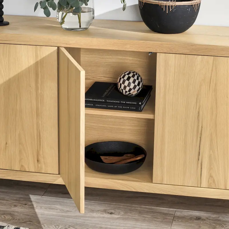 4-Door Oak Buffet - 80Wx22Dx33H