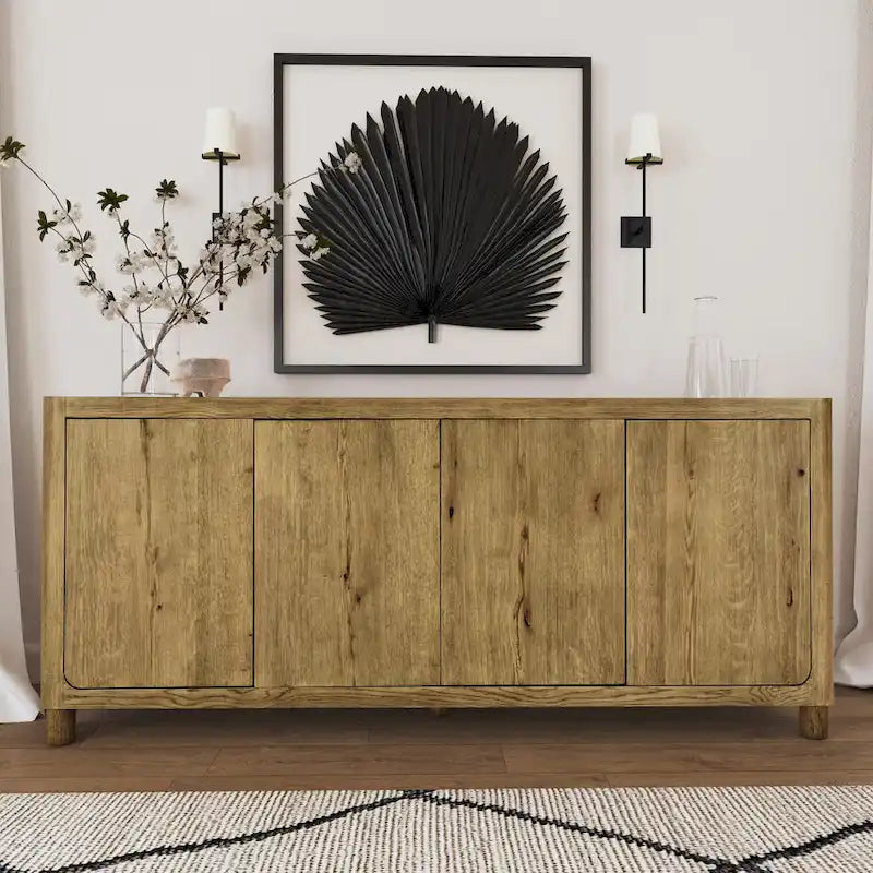 4-Door Oak Buffet - 80Wx22Dx33H