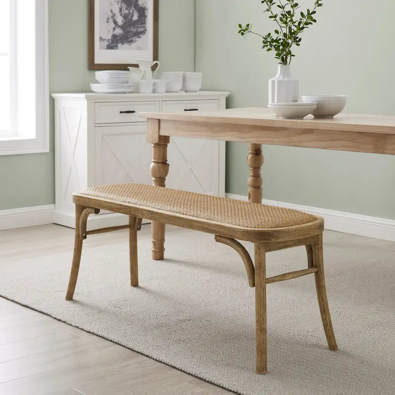 Bentwood Rattan Dining Bench