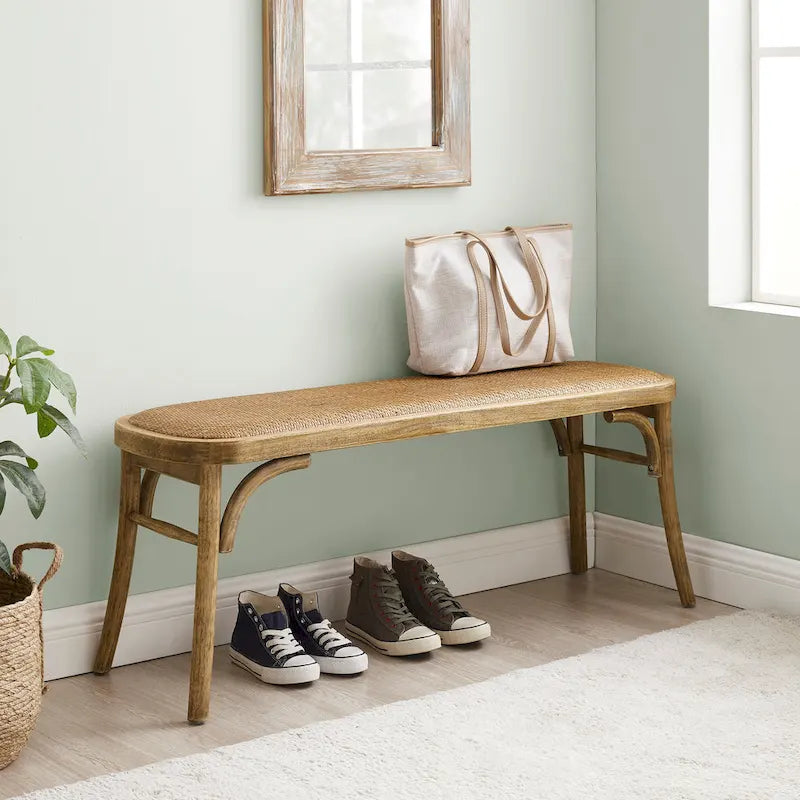 Bentwood Rattan Dining Bench