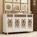 55" Mirrored Credenza Sideboard Buffet Cabinet with Bookcase