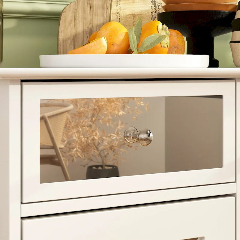55" Mirrored Credenza Sideboard Buffet Cabinet with Bookcase