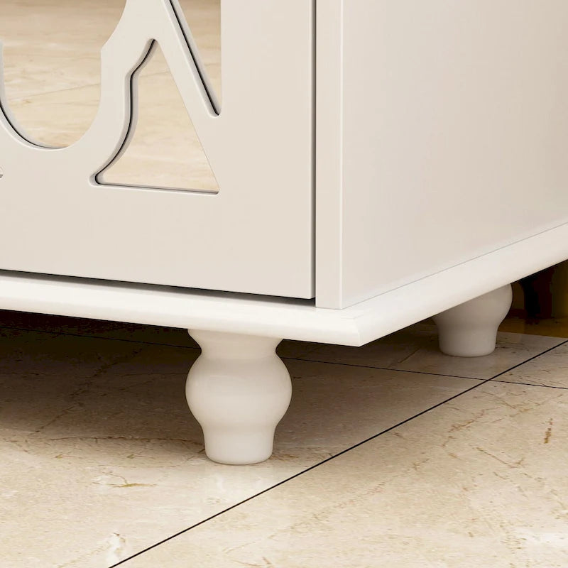 55" Mirrored Credenza Sideboard Buffet Cabinet with Bookcase