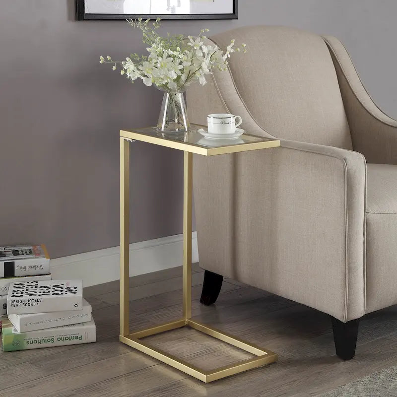 C-Form Accent Table - Harvest Oak Top - Aged Iron Base