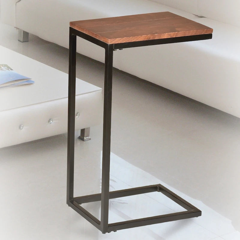 C-Form Accent Table - Harvest Oak Top - Aged Iron Base