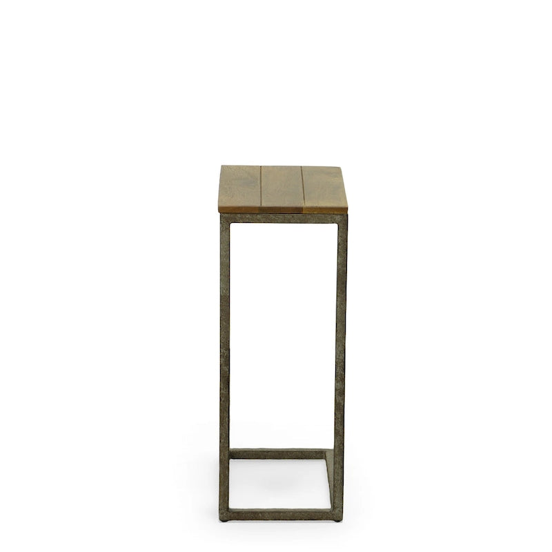 C-Form Accent Table - Harvest Oak Top - Aged Iron Base