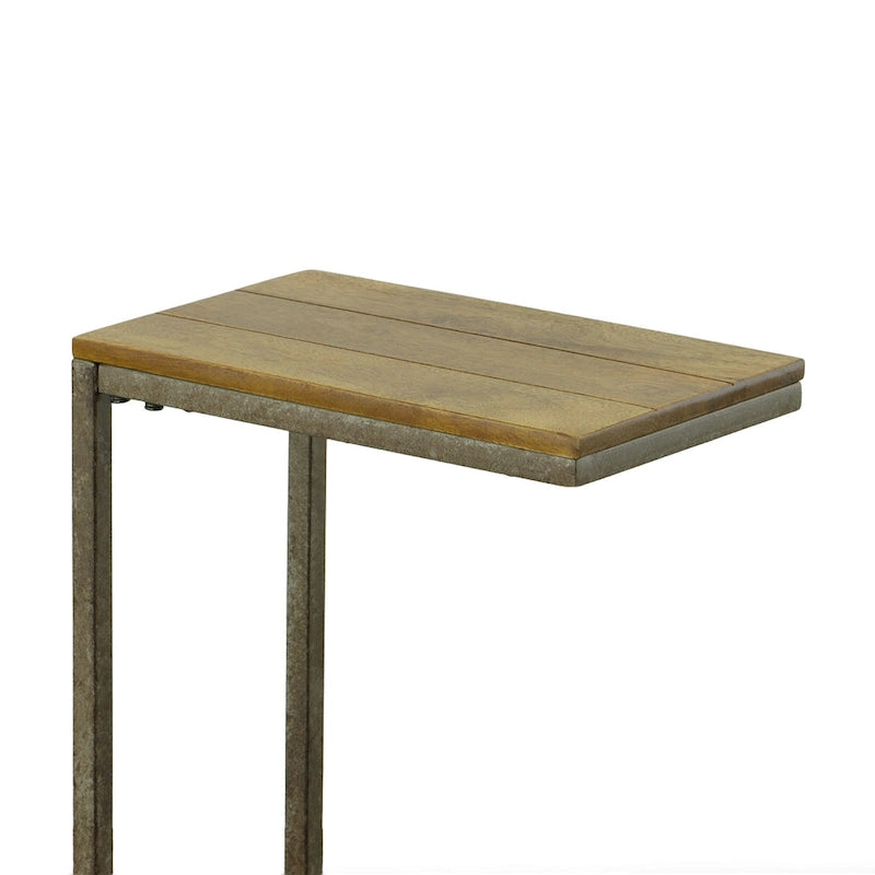 C-Form Accent Table - Harvest Oak Top - Aged Iron Base