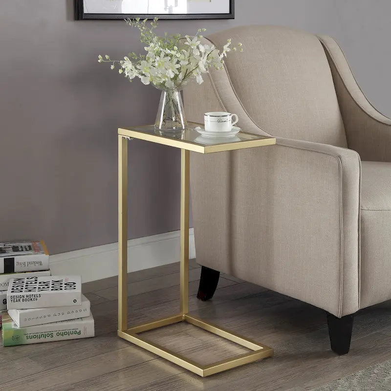 C-Form Accent Table - Harvest Oak Top - Aged Iron Base