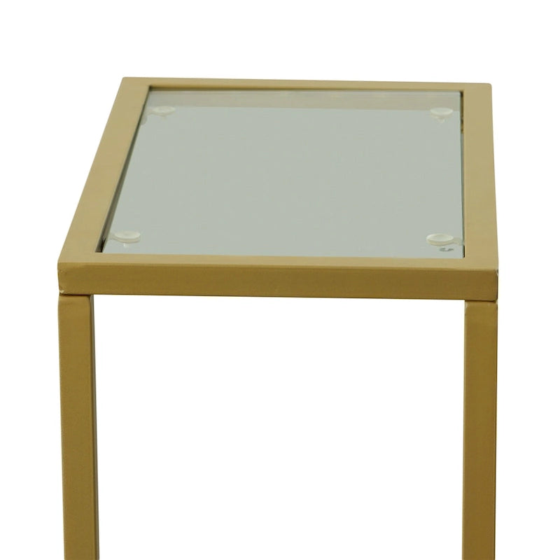 C-Form Accent Table - Harvest Oak Top - Aged Iron Base