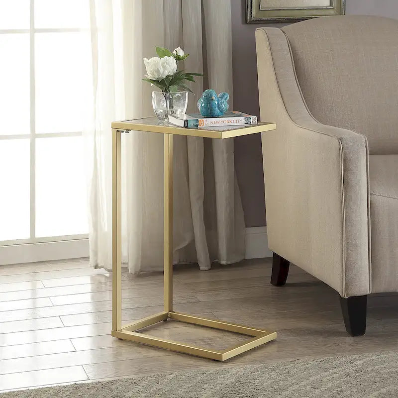 C-Form Accent Table - Harvest Oak Top - Aged Iron Base