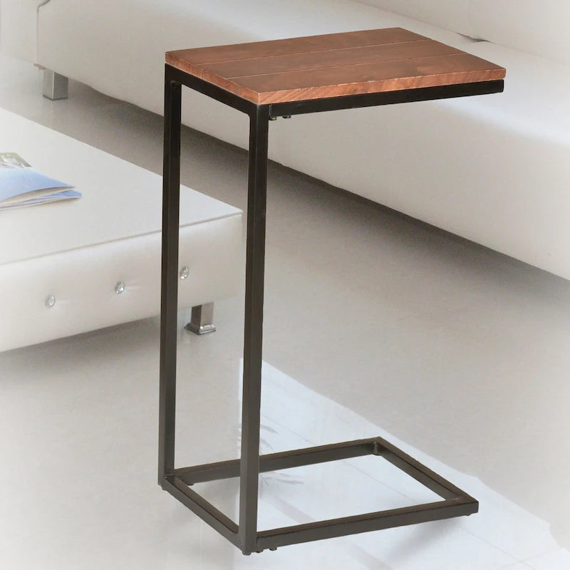 C-Form Accent Table - Harvest Oak Top - Aged Iron Base