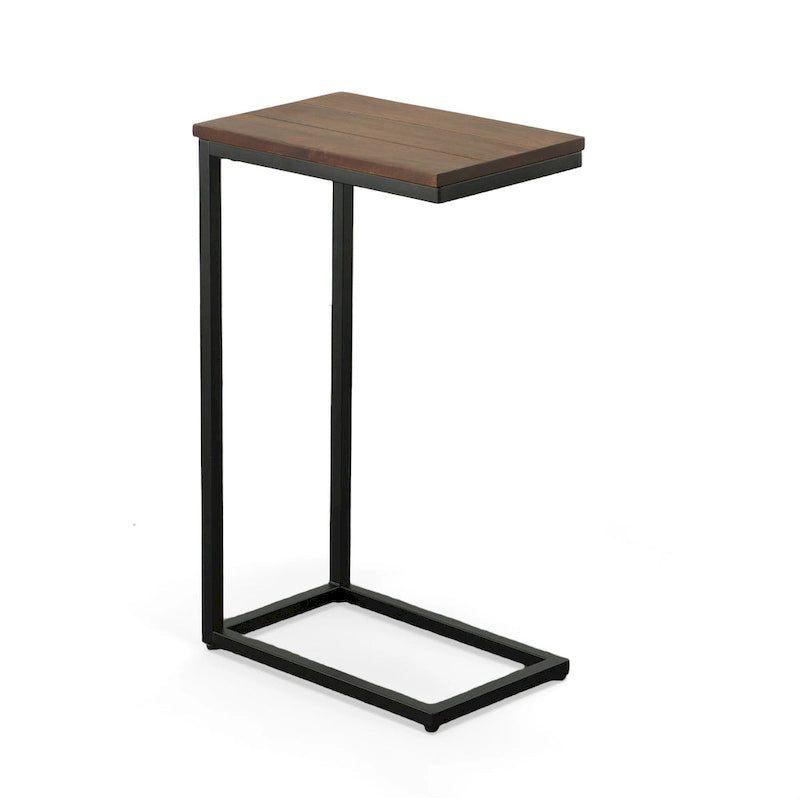 C-Form Accent Table - Harvest Oak Top - Aged Iron Base