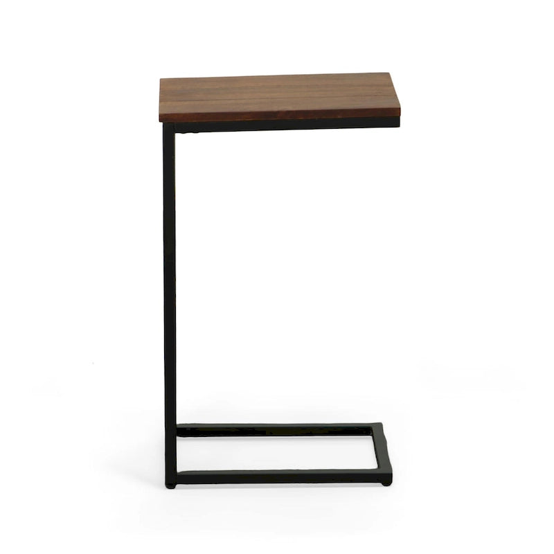 C-Form Accent Table - Harvest Oak Top - Aged Iron Base
