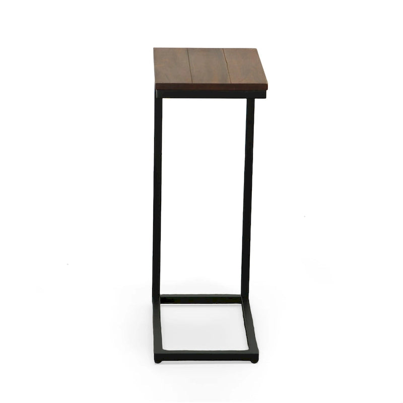 C-Form Accent Table - Harvest Oak Top - Aged Iron Base