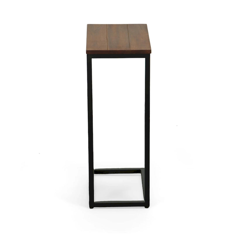 C-Form Accent Table - Harvest Oak Top - Aged Iron Base