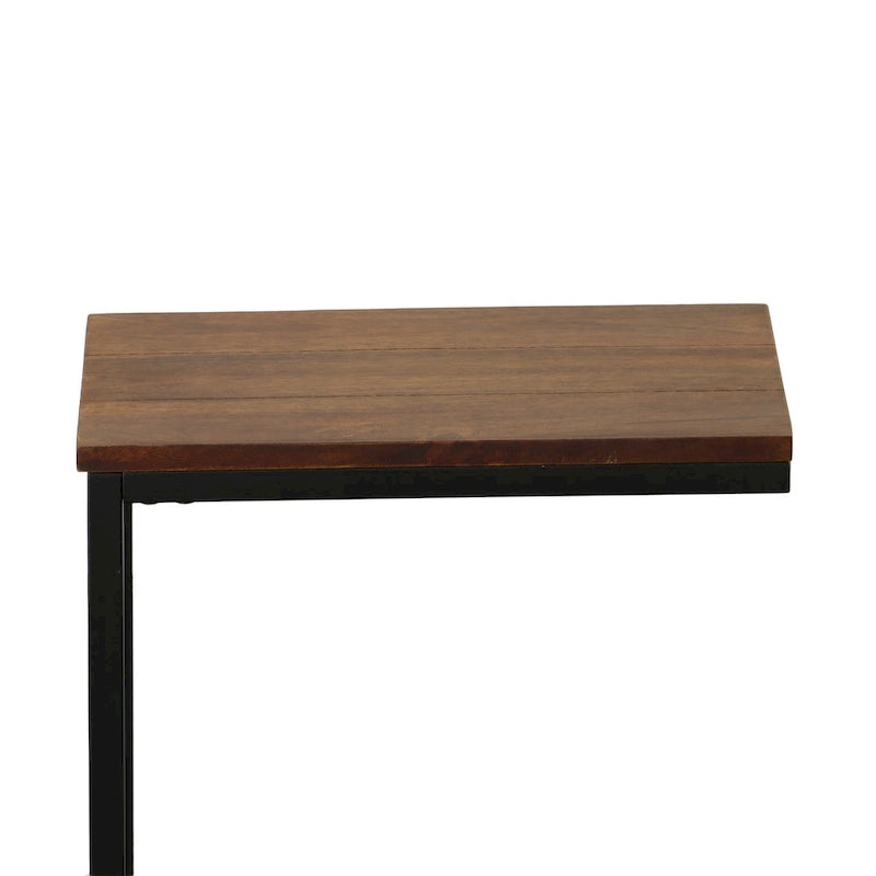 C-Form Accent Table - Harvest Oak Top - Aged Iron Base