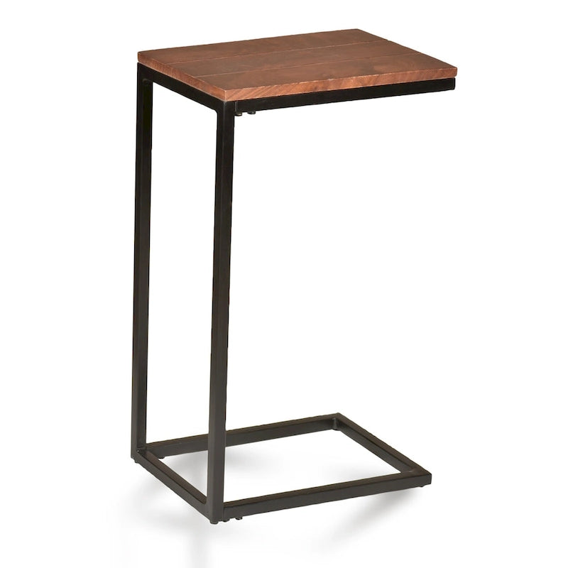 C-Form Accent Table - Harvest Oak Top - Aged Iron Base