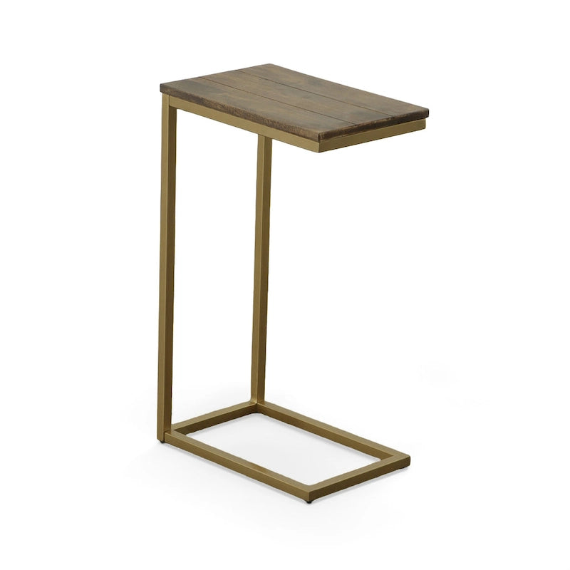 C-Form Accent Table - Harvest Oak Top - Aged Iron Base