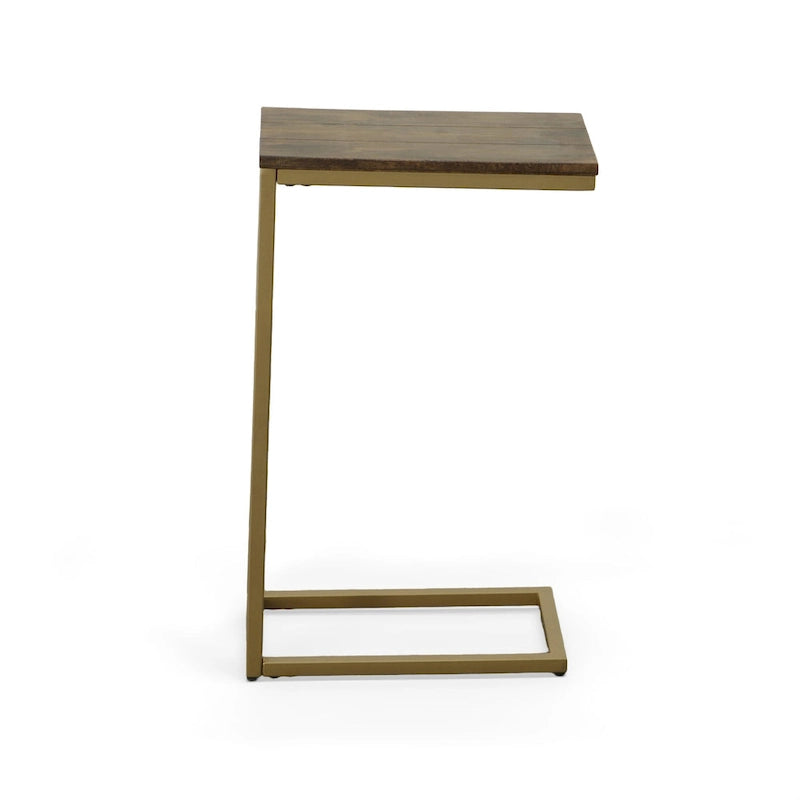 C-Form Accent Table - Harvest Oak Top - Aged Iron Base