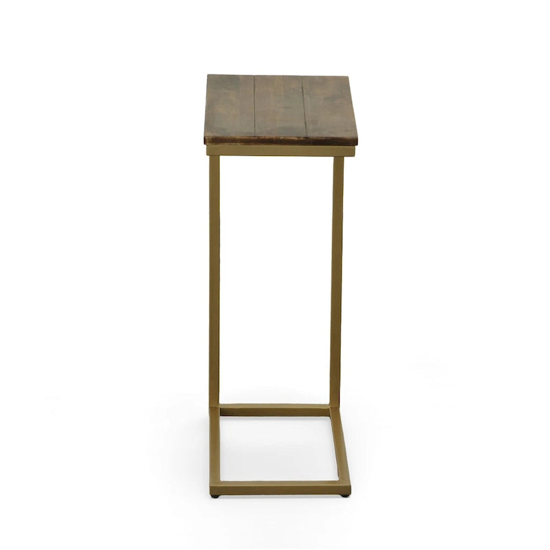 C-Form Accent Table - Harvest Oak Top - Aged Iron Base