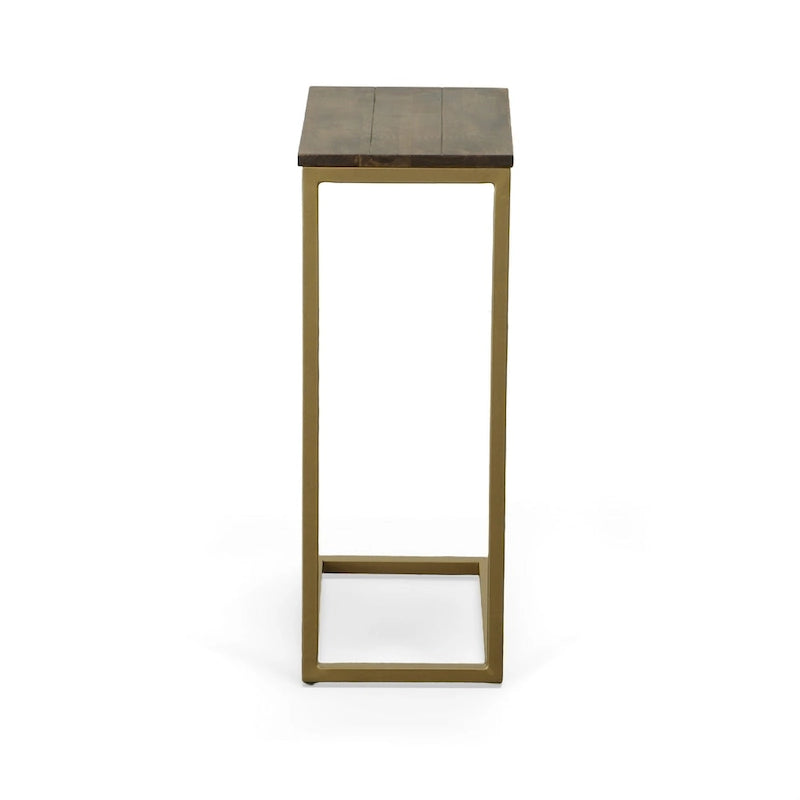 C-Form Accent Table - Harvest Oak Top - Aged Iron Base