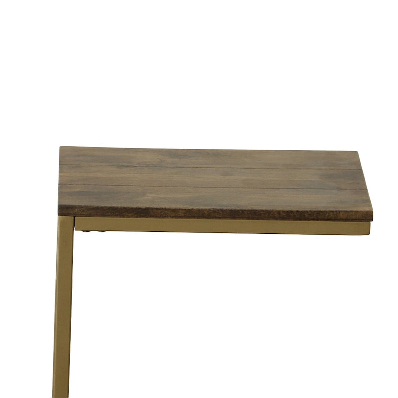C-Form Accent Table - Harvest Oak Top - Aged Iron Base