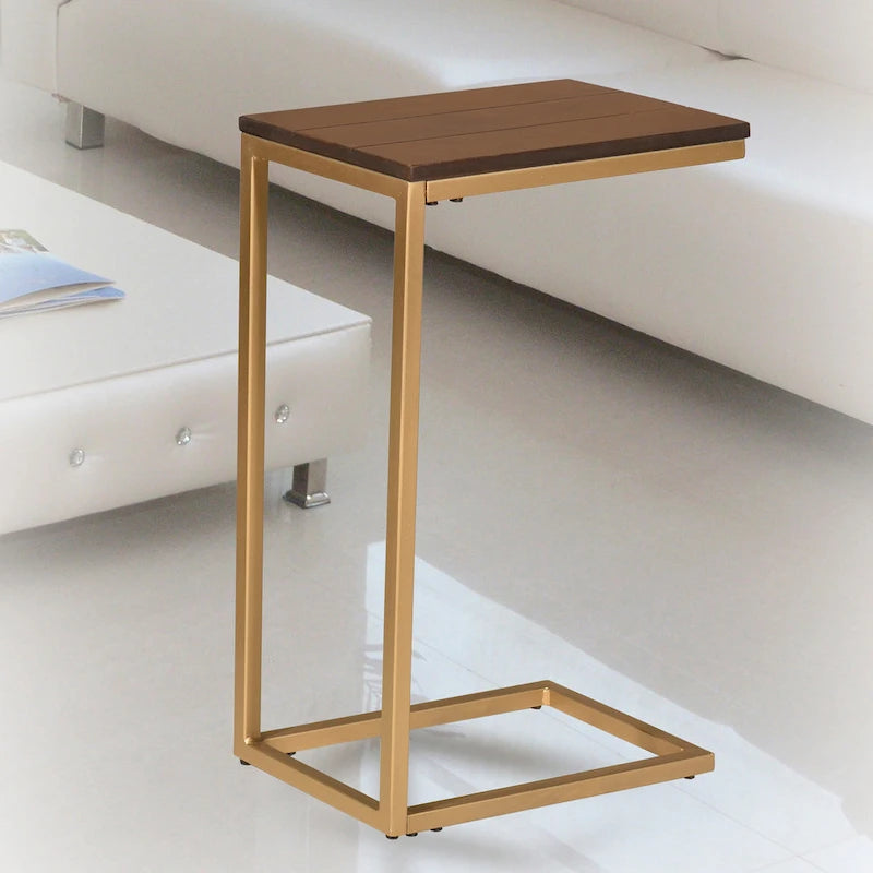 C-Form Accent Table - Harvest Oak Top - Aged Iron Base