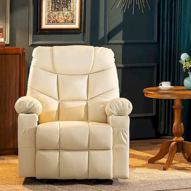 Manual Glider Rocker Recliner Chair with USB Ports, Faux Leather