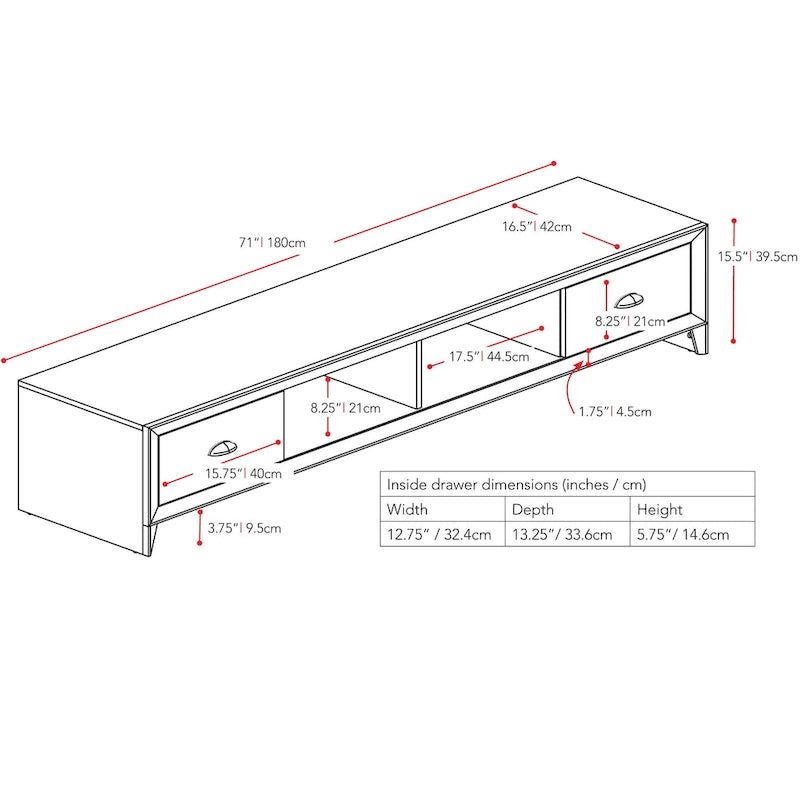 Extra Wide Low Profile TV Stand for TVs up to 85"