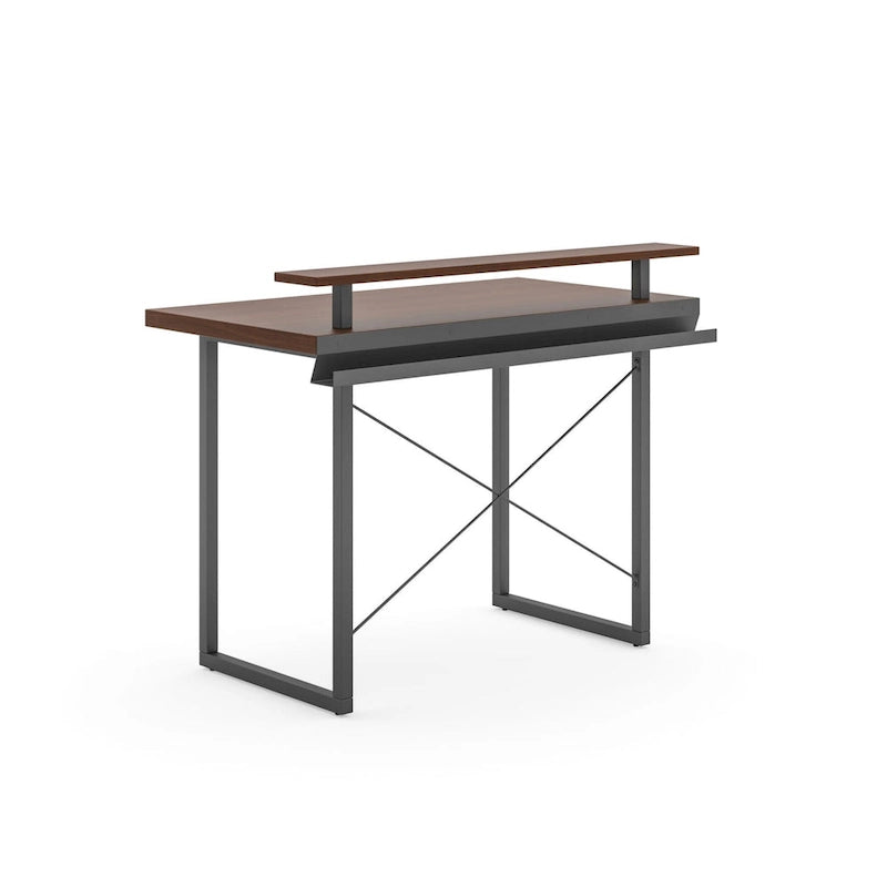 Brown Wood Desk with Monitor Stand