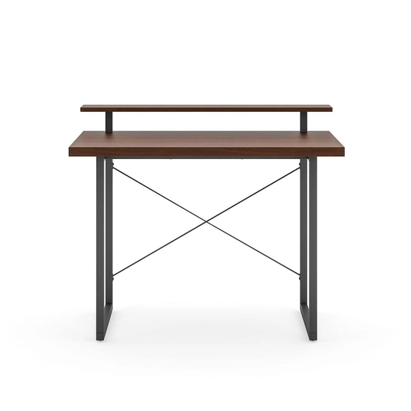 Brown Wood Desk with Monitor Stand
