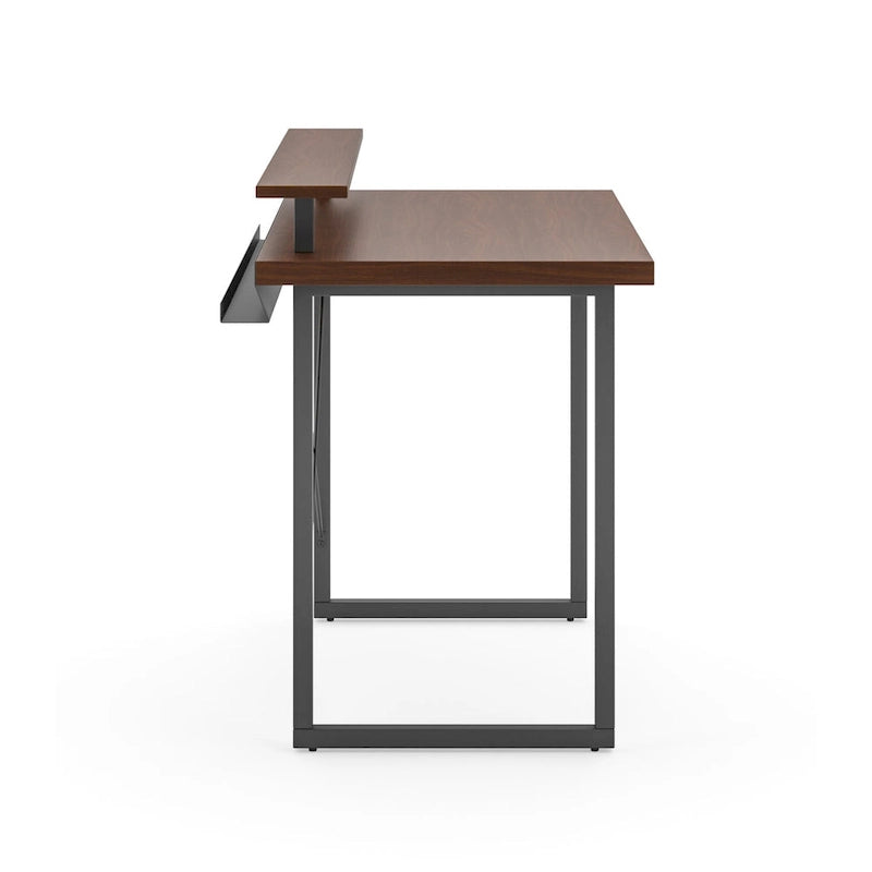 Brown Wood Desk with Monitor Stand