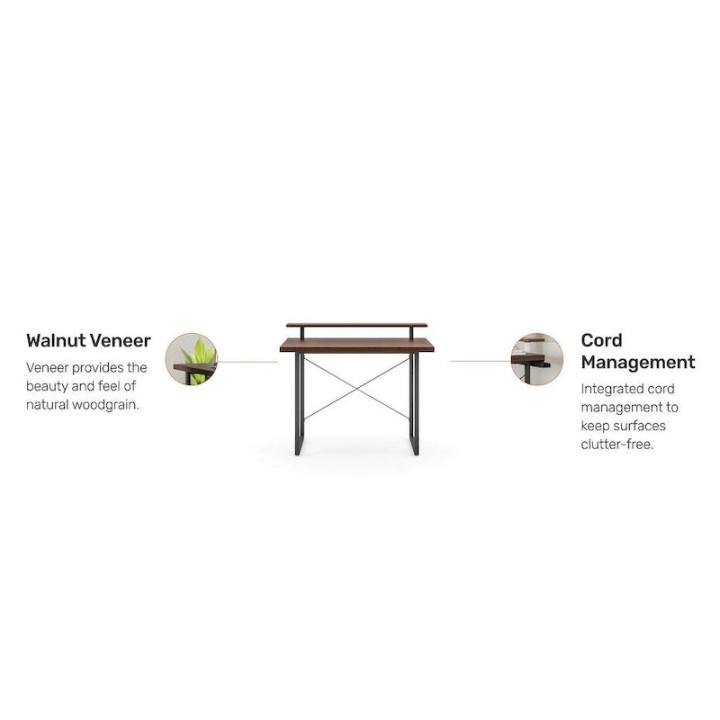 Brown Wood Desk with Monitor Stand