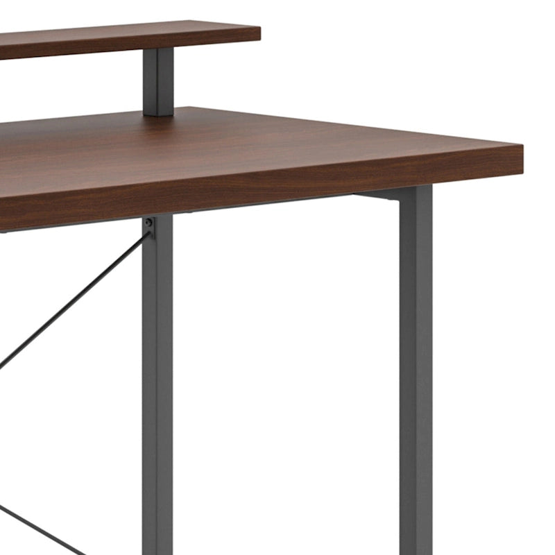 Brown Wood Desk with Monitor Stand
