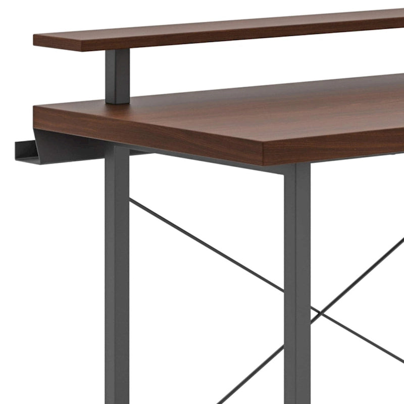 Brown Wood Desk with Monitor Stand