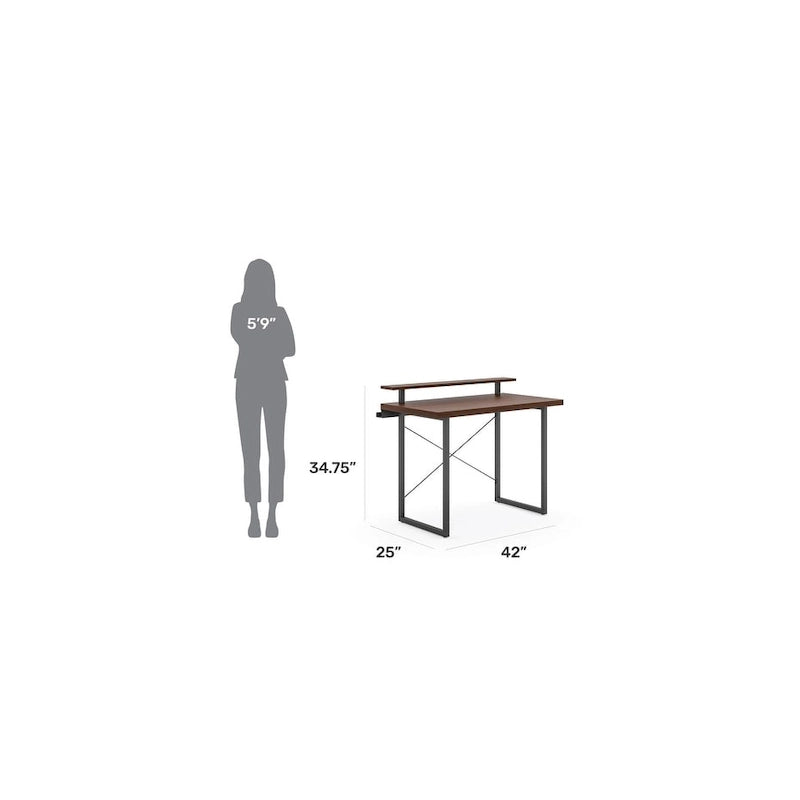 Brown Wood Desk with Monitor Stand