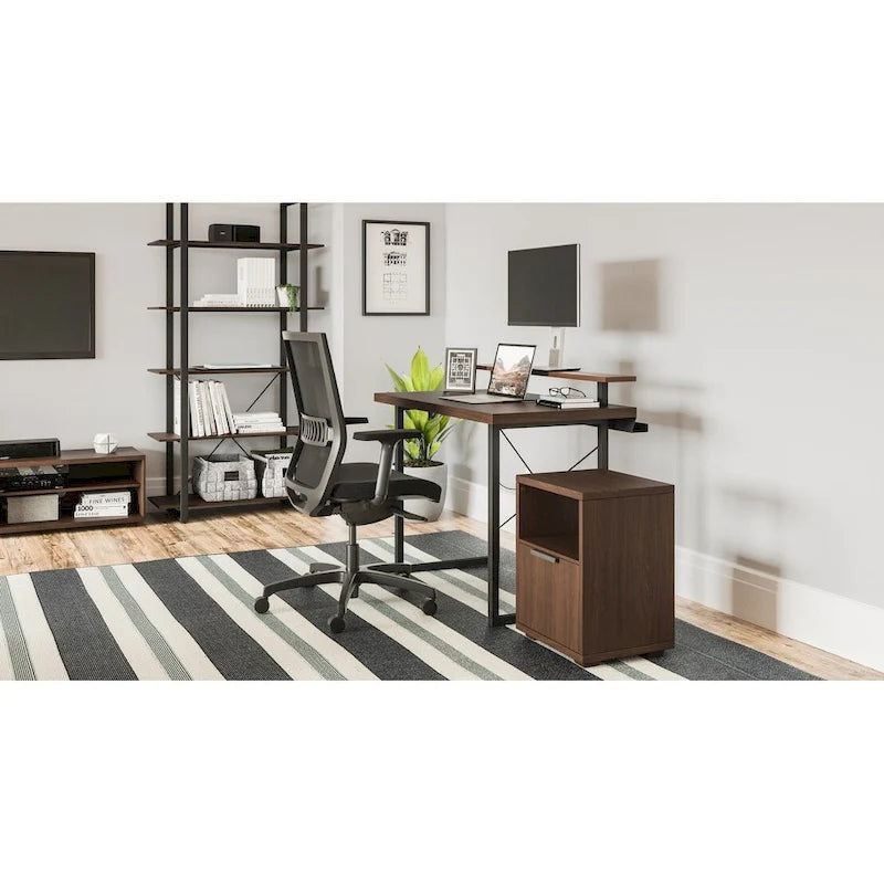 Brown Wood Desk with Monitor Stand