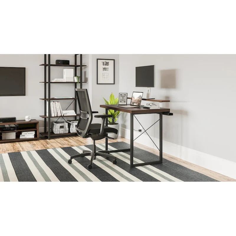 Brown Wood Desk with Monitor Stand
