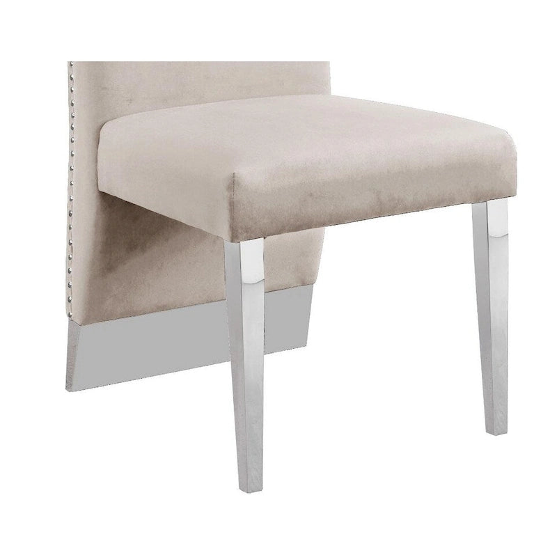 Pleated Nailhead-Trimmed Velvet Dining Chair, Chrome Legs (Set of 2)