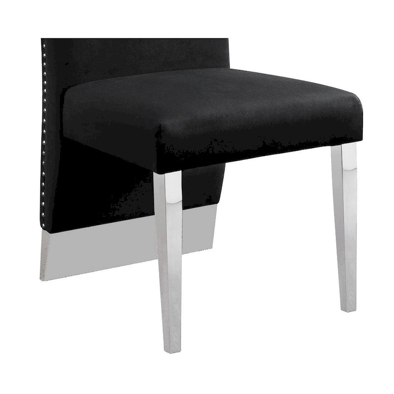 Pleated Nailhead-Trimmed Velvet Dining Chair, Chrome Legs (Set of 2)