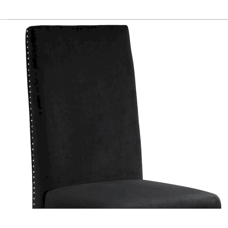 Pleated Nailhead-Trimmed Velvet Dining Chair, Chrome Legs (Set of 2)