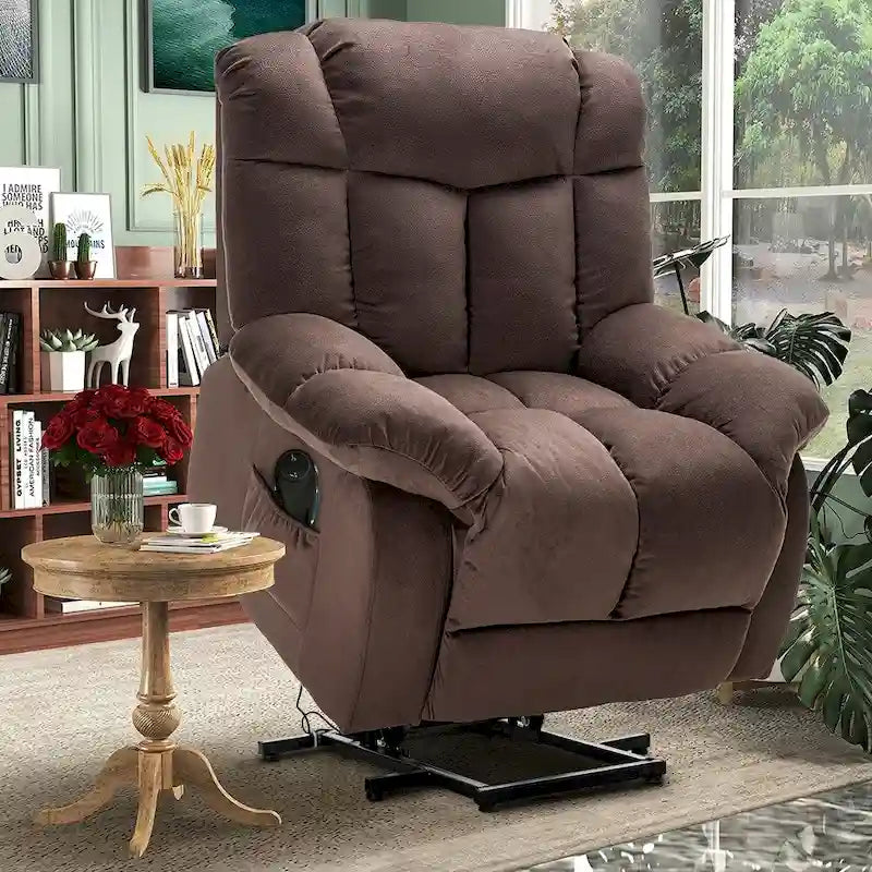 Power Lift Recliner Chair for Elderly - Heavy Duty Fabric Sofa with Safety Motion Reclining Mechanism